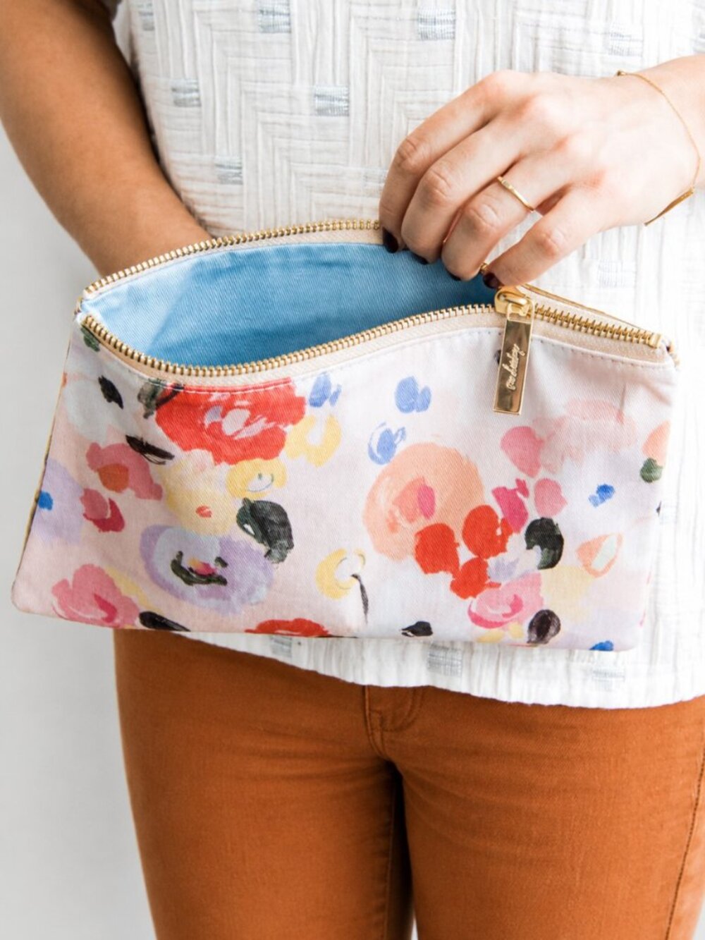 Anthropologie Our Heiday Everything Clutch Floral Leather HANDMADE IN USA NWT